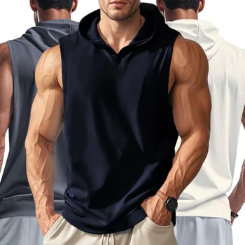 Männer Lauf Tank Tops Ärmelloses Gym Sport T-shirt Fitness Training Workout T Tops Sportwear Mit Kapuze Solide