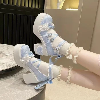 Modische Mary Jane Damenschuhe Elegante Weiche Sohle Spitze Lolita High Heels Schöne Prinzessinnen-Schuhe