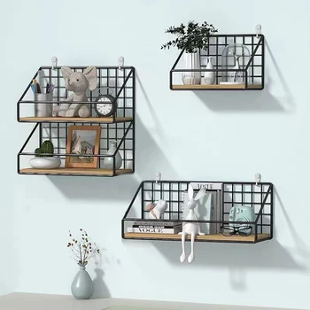 Kreative Wandregale, Schlafzimmer Eisen Wandbehang Lagerregale, Aufbewahrungskörbe, Hängeregale, Heimtextilien