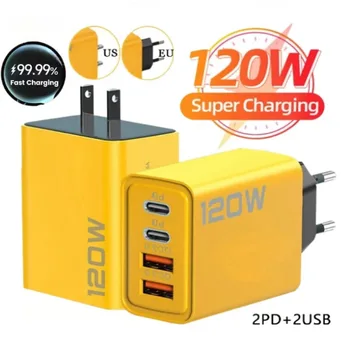 120w 3,0 USB-Schnell ladegerät Typ C Schnell lade adapter für iPhone 15 14 13 Samsung Xiaomi 2 PD 4 Ports