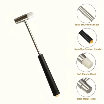 Professioneller Mini-Doppelkopfhammer mit Metall- und Gummispitzen, Tragbares Handwerkzeug für Schmuck