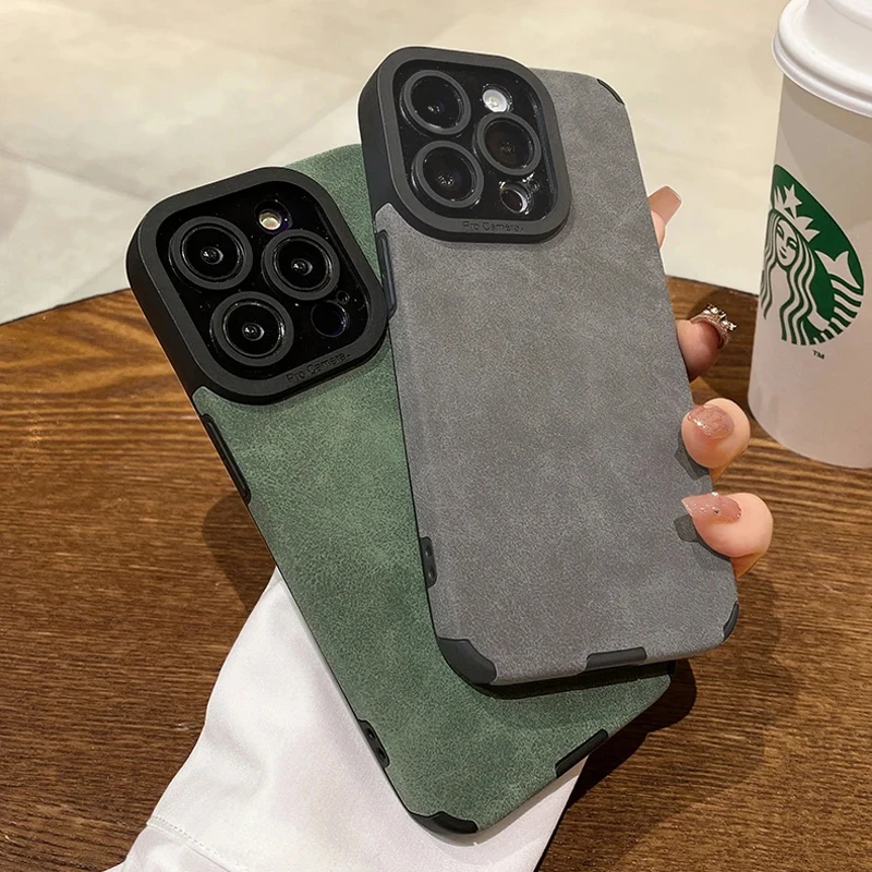 Modische matte Leder-Silikonhülle für iPhone 14 Plus 12 13