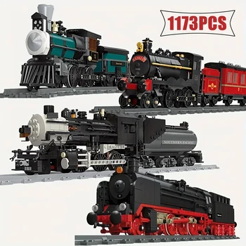 Kreative Dampfzug Eisenbahn serie Bausteine Modell Kinder DIY Stadt Baustein Spielzeug für perfekte Weihnachts