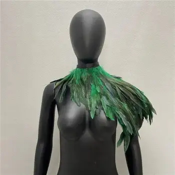 Karneval Leistung Zeigen Dekoration Eine Schulter Feder Luxus Schal Frauen Snood Gothic Stil Schal Frau Schals
