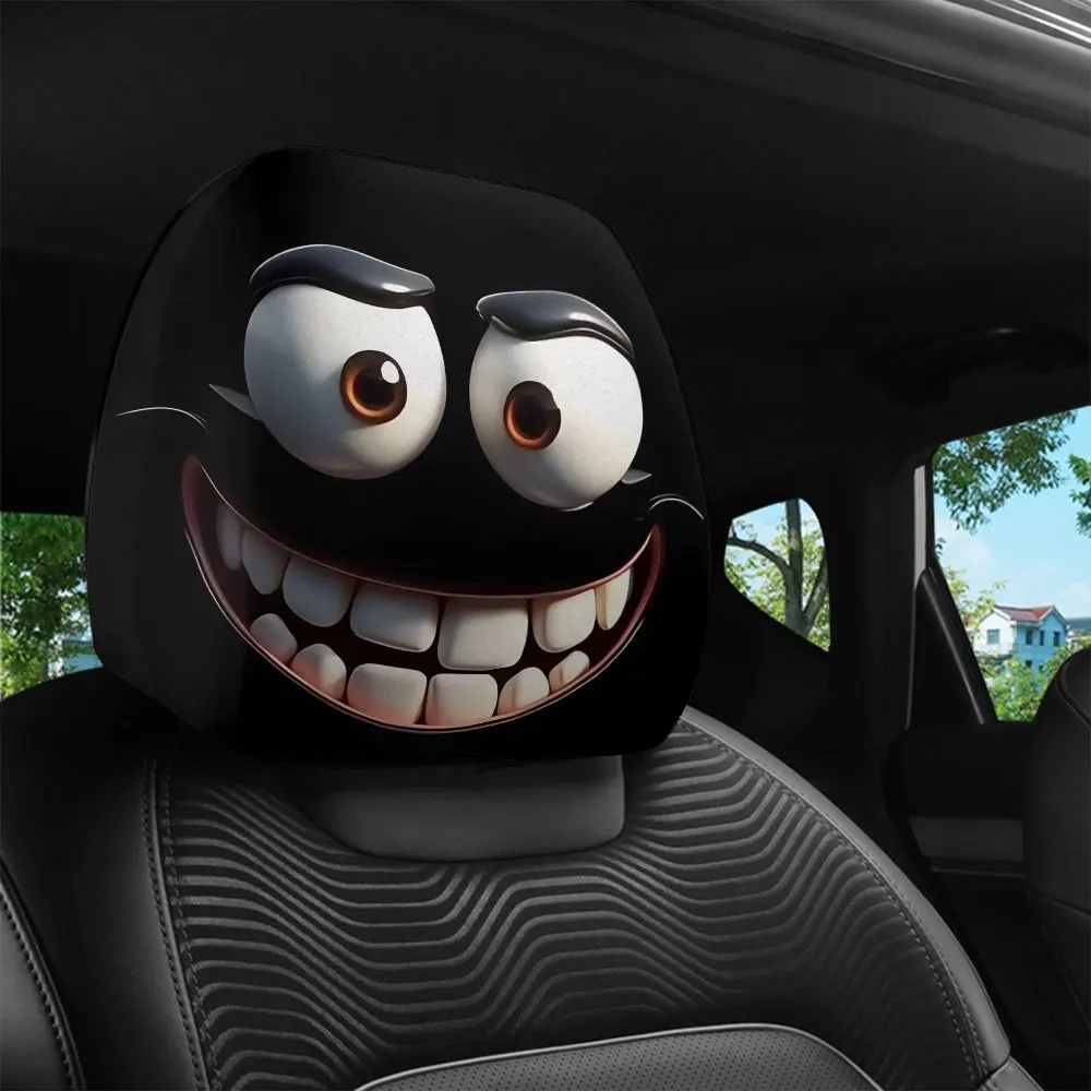 2 Stück Smiley-Gesicht bedruckter Auto-Kissenbezug, weich – Bild 3