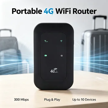 Mobiler WLAN-Router, 2100-mAh-Akku, unterstützt 10 angeschlossene Geräte, 4G, 5G, WLAN-Hotspot, 300 Mbit/s