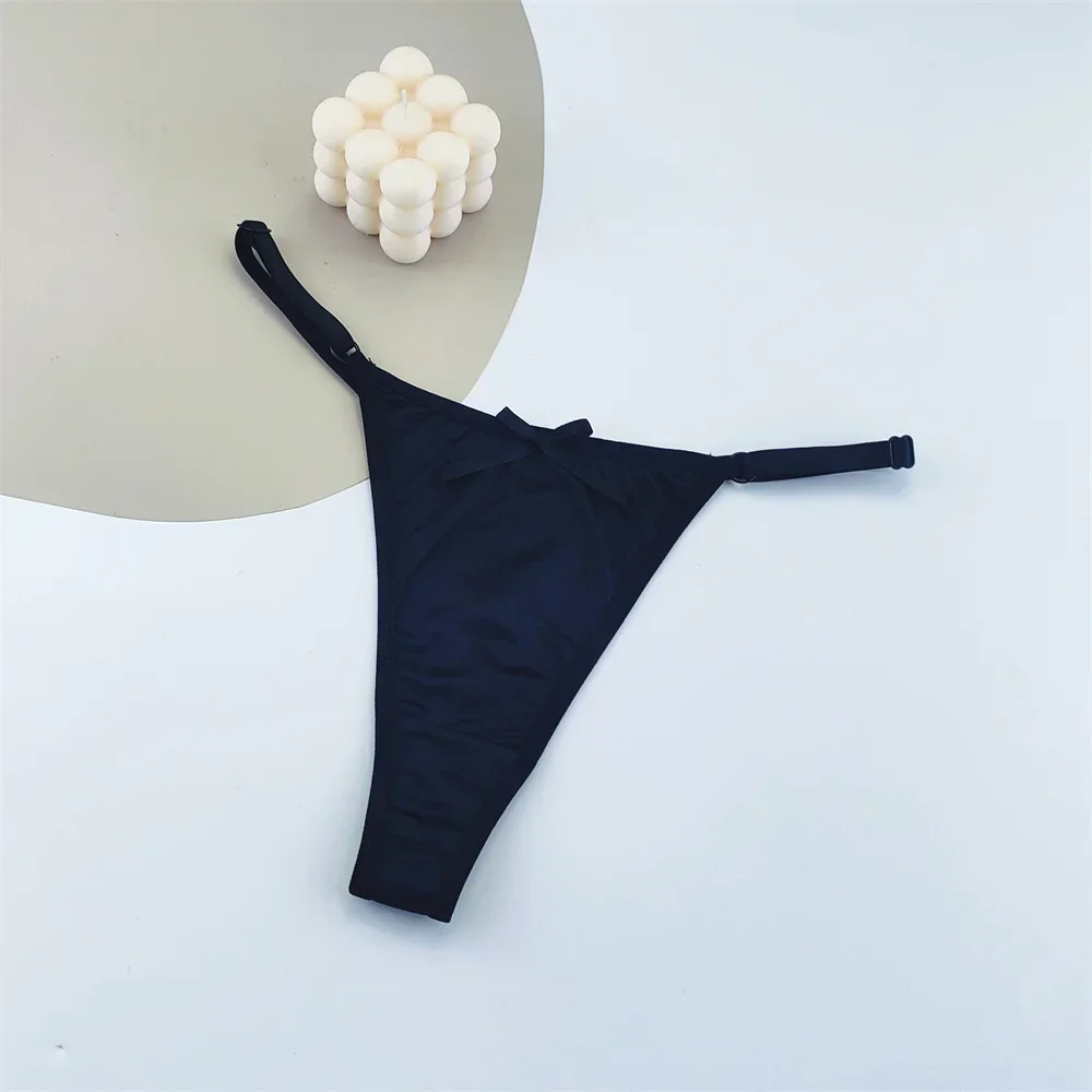 3PCS Einstellbare Satin Tanga Frauen Sexy G-string – Bild 3