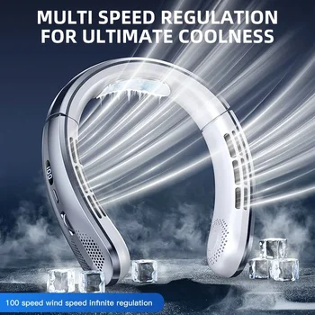 8000 mAh Luftkühler USB Hängenden Hals Ventilator Tragbare Blattloser Mini Wiederaufladbare Stumm LED Digital