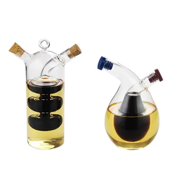 2-in-1 Doppel Schicht Flasche Sauce Öl Essig Glasflasche Würze Gewürz Versiegelt Küche Lagerung Flaschen