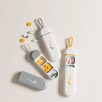 Tragbarer, farbenfroher Medizinkoffer mit 3 Räumen, Behälter für das Gesundheitswesen, Pillendose, Splitter