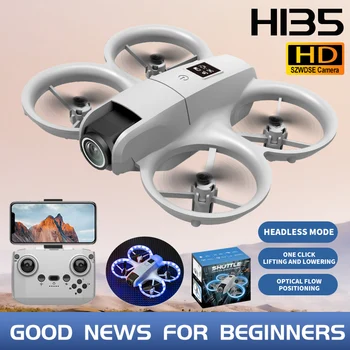 H135 Mini Drone WIFI FPV Hover Professionelle 4K Kamera Tasche Bunte Lichter Eders Rc Flugzeug Faltbare