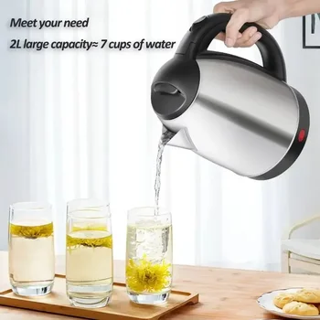 2L Lebensmittelqualität Edelstahl Elektrische Teekanne Elektrischer Wasserkocher Heißwasserkocher Kaffee
