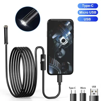 5,5 MM Android Endoskop Kamera 3 IN1 Micro USB Typ C Endoskop Mini Kamera Wasserdichte LED Auto Inspektion