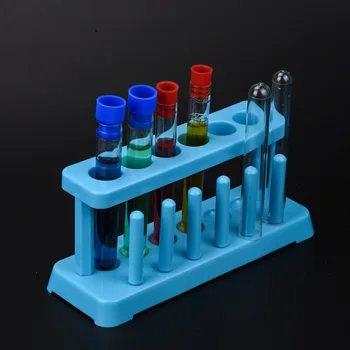 Labor Schule Liefert Blau Kunststoff Reagenzglas Rack 6 Löcher Halter Unterstützung Bürette Stehen Labor