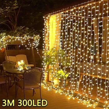 3m LED Vorhang Lichterketten Fee Dekoration USB Urlaub Girlande Lampe 8 Modus für Hausgarten Weihnachts feier