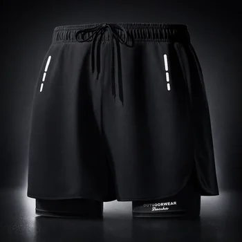 Herren Badeshorts Schnelltrocknend Sportshorts mit Kompressionsfutter für Strand Pool Laufen Fitness