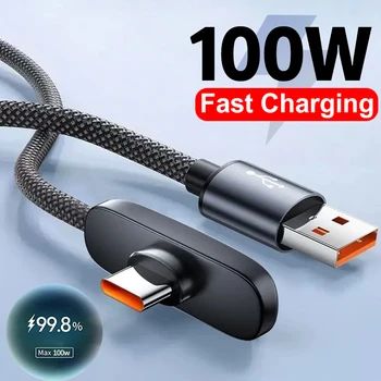 USB-C Schnellladekabel 100 W, rechtwinklig 90 Grad, Datenkabel