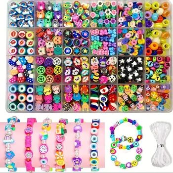 Schmuckherstellungsset zum Selbermachen von Perlen zum Basteln für Halsketten und Armbänder (700 Stück)