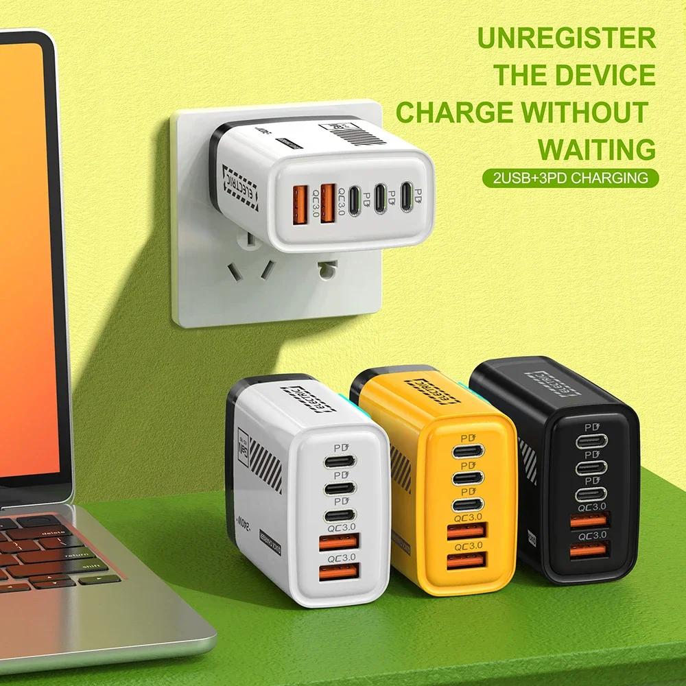 5-Port-Schnellladegerät Typ C Quick Charge 3.0 USB C – Bild 6
