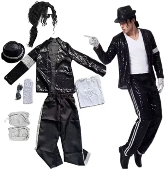 Erwachsene Frauen Männer 80er 90er Pop-Star Michael Jackson Cosplay Kostüm Perücke Halloween Bühnenauftritt