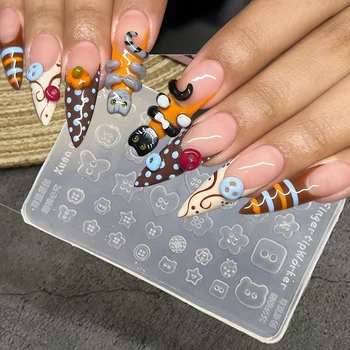 3D-Knöpfe Nagelkunst-Form Silikon Niedliche Nagel-Charms Werkzeug Frauen DIY Maniküre Mehrere Formen Knopf