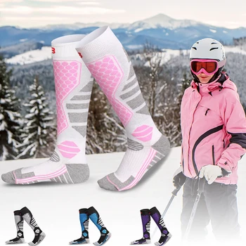 GTUBIKE 1 Paar warme Winter-Skistrümpfe, verdickende Wandersocken für Damen und Herren, Anti-Kälte-Skifahren