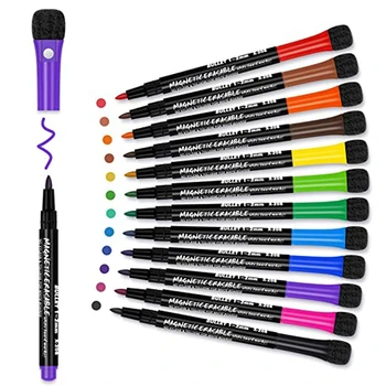 12 farben Schule Klassenzimmer Whiteboard Stift Trockenen Weißen Board Marker Gebaut In Radiergummi Student