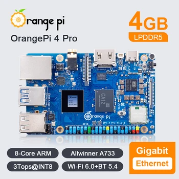 Orange Pi 4 Pro 4GB RAM Allwinner A733 DDR5 Einplatinen-Computer WiFi6+Bluetooth Dual MIPI-CSI M2 PCIE SSD 3
