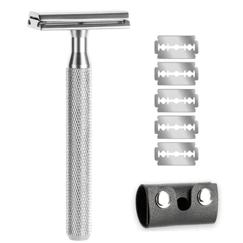 Sicherheitsrasierer Herren Nassrasierer 30 ° Angle inklusive 5 Platin-Rasierklingen, Sicherheitsrasierer