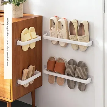 An der Wand montiertes Slipper-Rack, wasserdicht, nicht porös, Badezimmer-Aufbewahrungsregal, Schuh-Organizer
