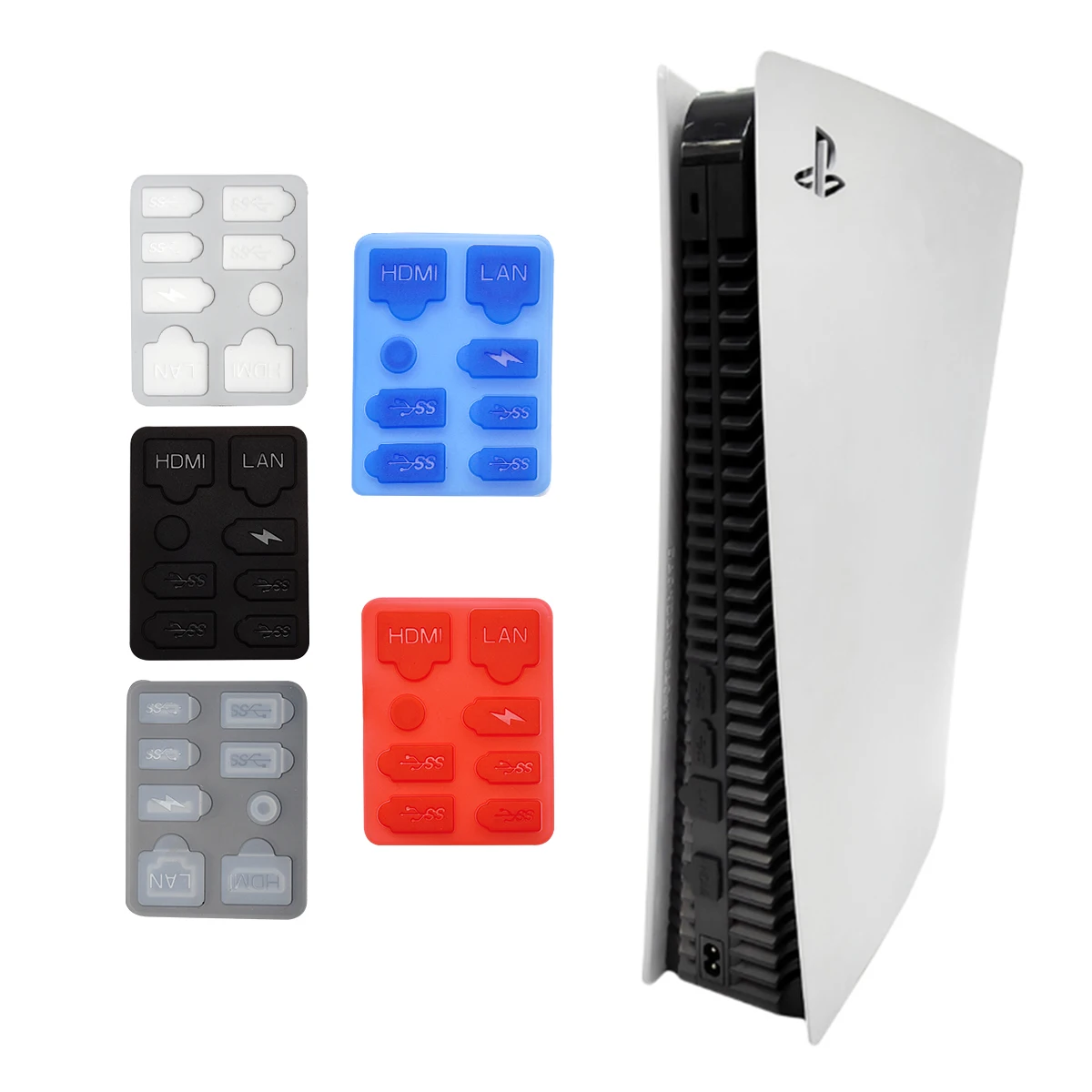 Staubschutz-Stecker Set für PS5 Slim, Silikon – Bild 2
