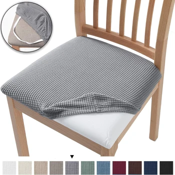 Stretch-Jacquard-Stuhl-Sitzbezüge, abnehmbarer, waschbarer, gepolsterter Esszimmerstuhl, Sitzschutz, Kissen