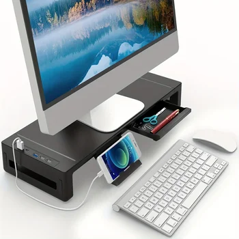 Monitorständer-Erhöhung, mit faltbarem, höhenverstellbarem Computerständer, Schreibtisch-Regal-Erhöhung