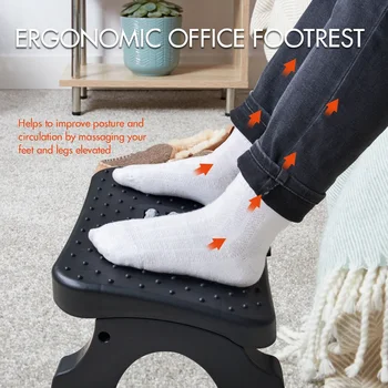 Ergonomische Fußstütze unter dem Schreibtisch mit Massagerollen, 120 Pfund Kapazität, höhenverstellbar