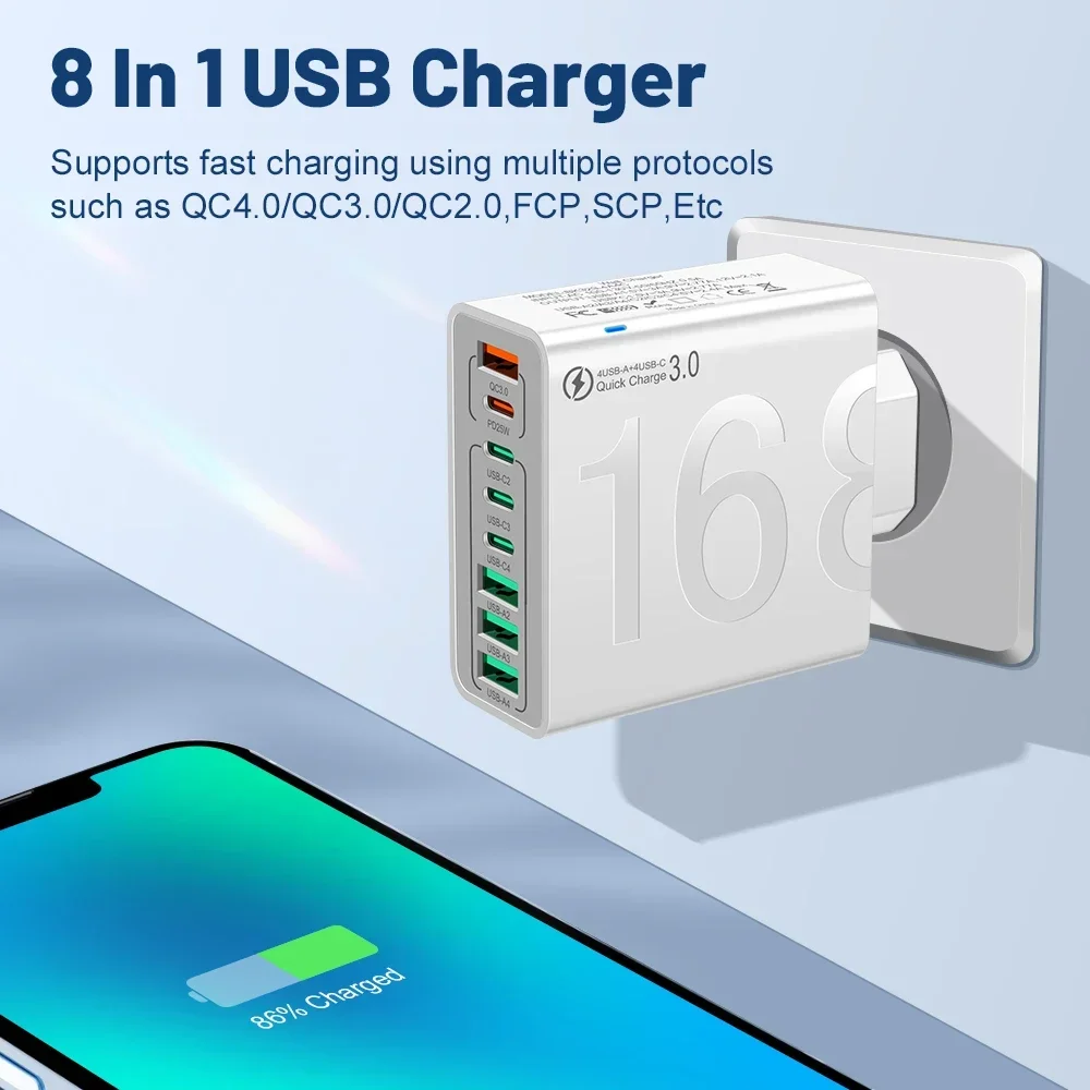 USB-C-Ladegerät, mehrere 8 Anschlüsse, Typ C, hohe – Bild 4