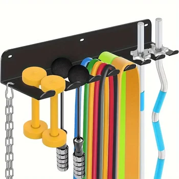 [Fitnessgeräte-Organizer] Multifunktionaler Wandmontierter Fitnessgeräte-Organizer aus schwarzem Eisen