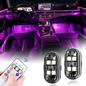 2/4/6x 8 farben Auto Innen Dekorative Licht, Auto Innen Umgebungs Licht mit Fernbedienung, lange Standby-Auto