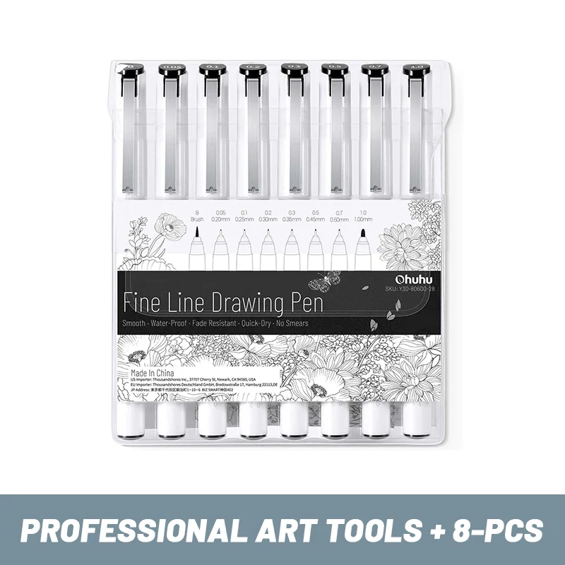 Ohuhu Micro Pen Fineliner Zeichenstifte, 8er-Pack – Bild 2