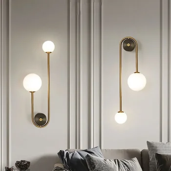 Moderne Schlafzimmer Nacht Wand Licht Lampe Glas Ball LED Gold Wohnkultur Wohnzimmer Korridor Innen