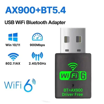 AX900 Wifi 6 Mini USB 2.0 Dongle Netzwerkkarte BT 5.4 2in1 Sender Empfänger Dongle für Win 10/11 PC Dual Band