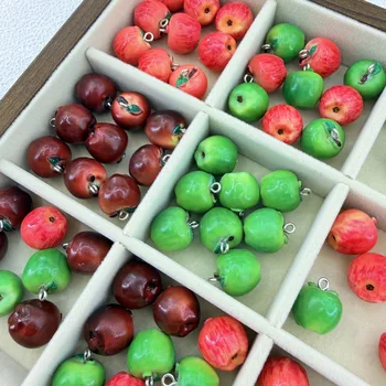 14x15MM 3D Harz Simulation Apple Charms Obst Anhänger Spacer Lose Perlen Für DIY Schmuck Armband (5 Stück)