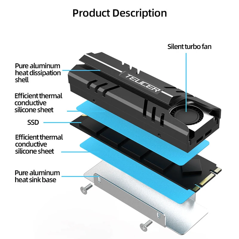 TEUCER M.2 SSD NVMe Kühlkörper 2280 Solid State Disk – Bild 4