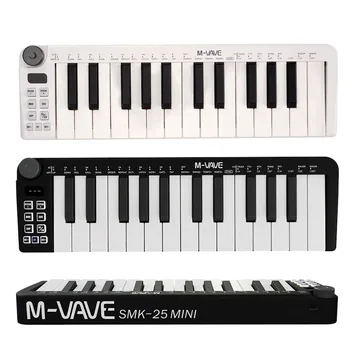 M-VAVE SMK-25 Mini Tragbares MIDI-Keyboard - 25 Tasten, Federmechanik, Pitch/Mod-Tasten, kabellos nutzbar