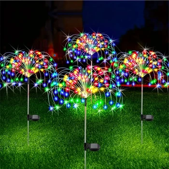 8-Modus solarbetriebene Outdoor-Graskugel Löwenzahn-Feuerwerkslampe 90/120/150/180/200 LED für Garten Rasen