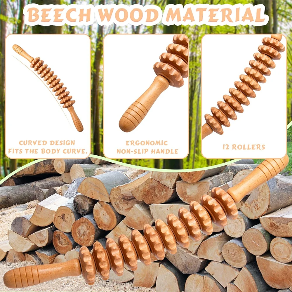 Holz-Rollen-Massagestab, Handgetriebe-Werkzeug – Bild 2