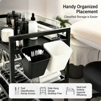 Mehrzweck-Hängeaufbewahrungsbox für Rollwagen - Organizer für Schönheitssalon-Trolleys, Becherhalter