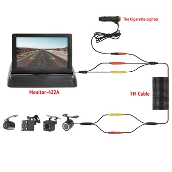 4,3 tft lcd hd Bildschirm klappbarer Auto monitor mit Rückfahr kamera LED-Backup für das Parken von Fahrzeugen