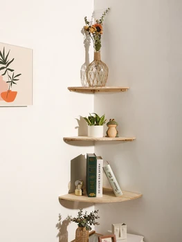 Gewellte Eckregale, schwebendes Wandregal, Lagerregal, Wanddekoration aus Holz, Schlafzimmer, Wohnzimmer