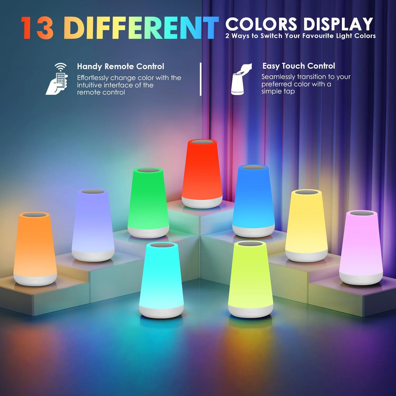 LED 13-Farbwechsel-Nachtlicht, Fernbedienung, Touch-USB – Bild 3
