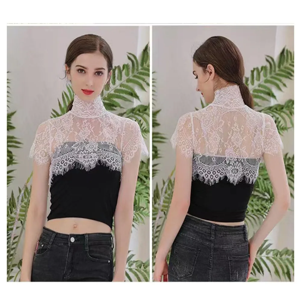 Abnehmbare Spitze gefälschten Kragen Damen Bluse Schal Wrap – Bild 3